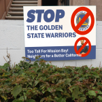 Yard sign protesting the Golden State Warriors