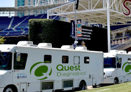 Quest Diagnostic mobile laboratories onsite at Petco Park.