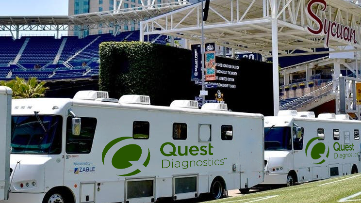 Quest Diagnostic mobile laboratories onsite at Petco Park.